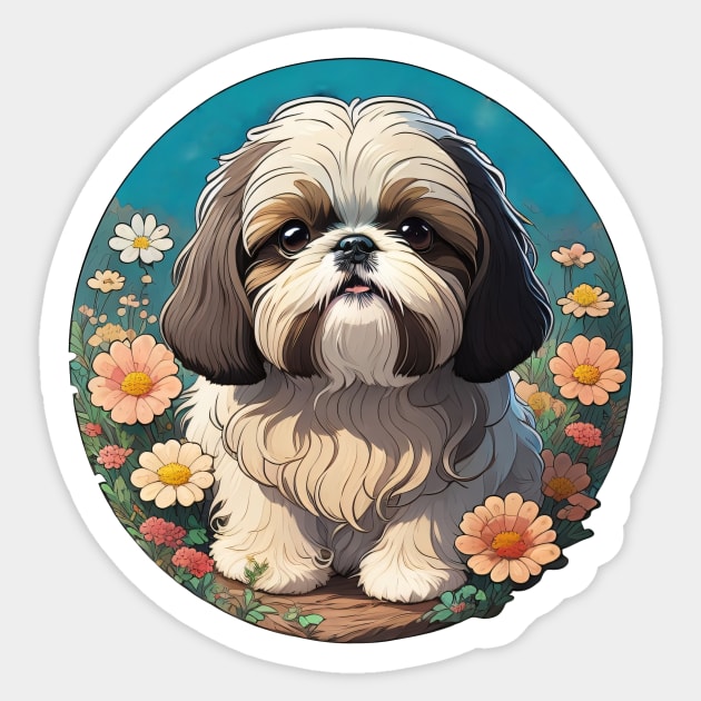 Shih Tzu Spring Garden Sticker by Pet And Petal